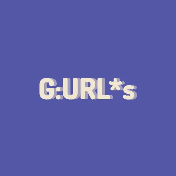 The letters G:URL*s in white with a light
                    grey shadow on a blue background.